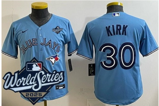 Men Toronto Blue Jays #30 Alejandro Kirk Light Blue 2025 World Series Cool Base Jersey